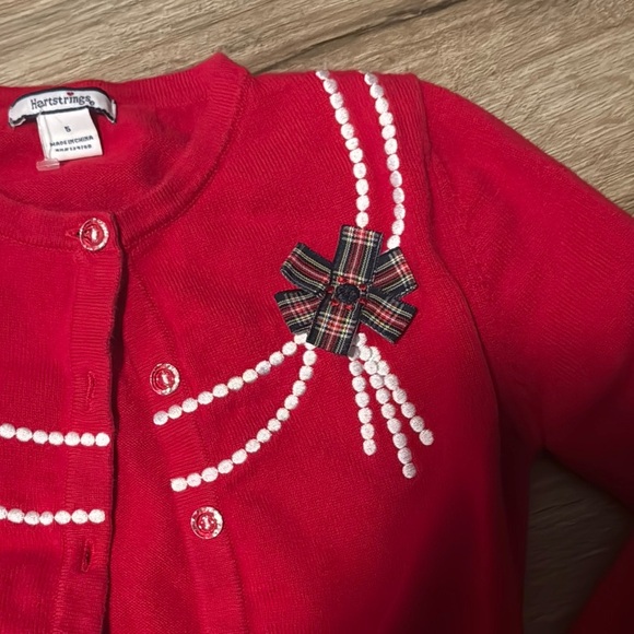 Red Cardigan with Pearl Accents - Picture 3 of 5